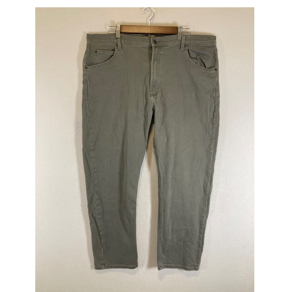 Workwear Wrangler Authentics Mens 40x29 Grey Olive Stretch 5-Pocket Pants